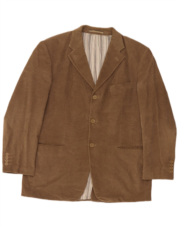 Marks & Spencer Mens 3 Button Corduroy Blazer Jacket UK 42 Large Brown