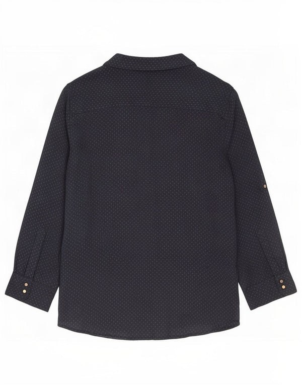 Top Zara da donna con maniche a 3/4, taglia UK 14, blu navy medio maculato