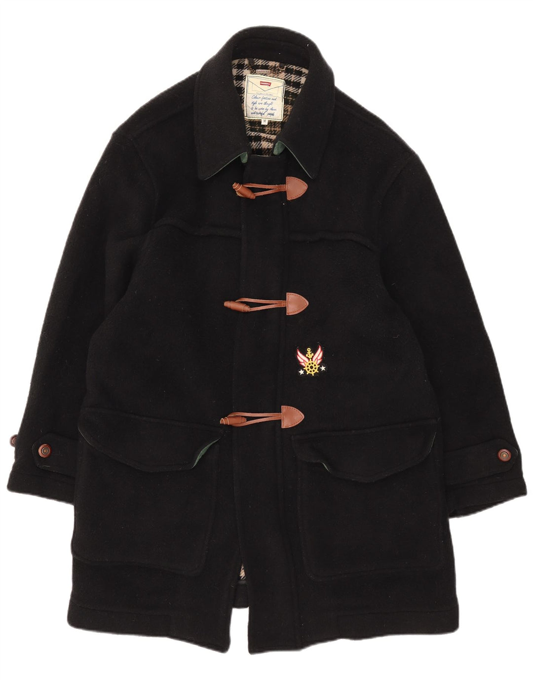 CARRERA Mens Duffle Coat UK 38 Medium Black Wool
