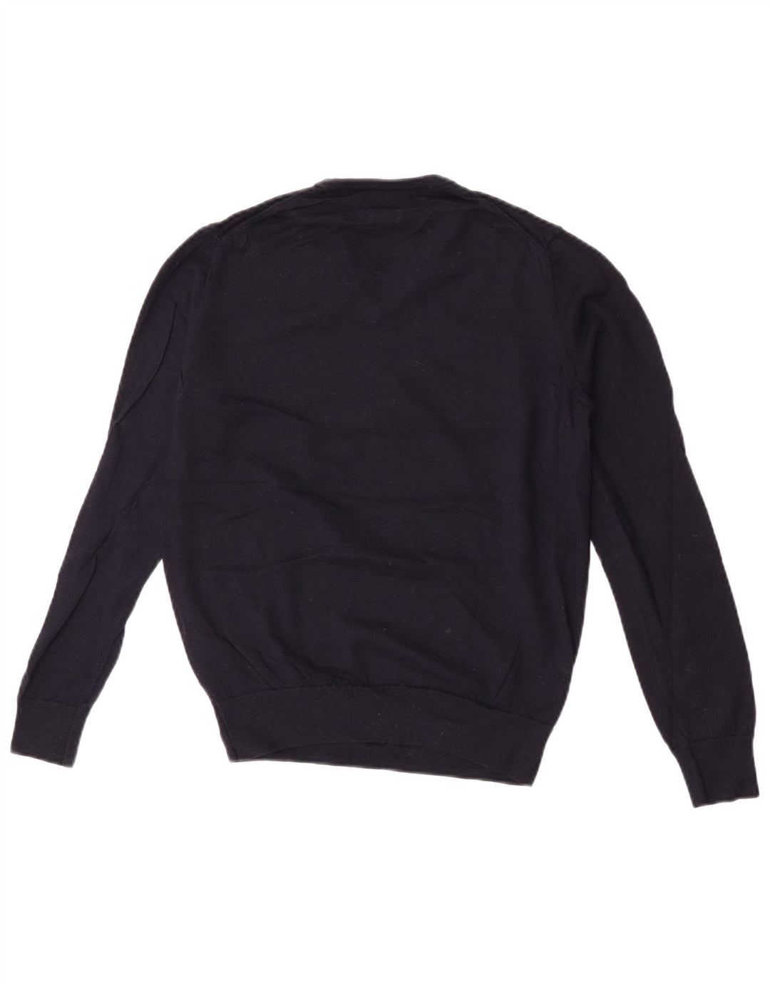 Zara Mens V-Neck Jumper Sweater Medium Navy Blue Wool