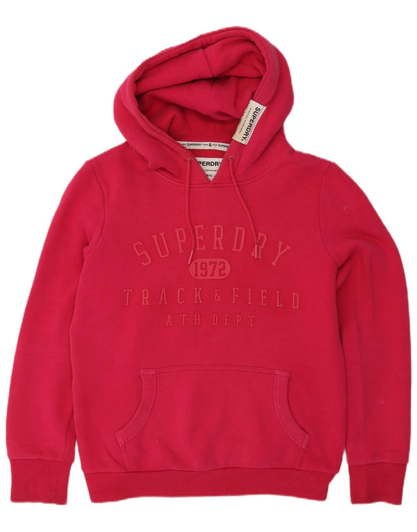 Superdry Womens Graphic Hoodie Jumper UK 12 Medium Pink Cotton