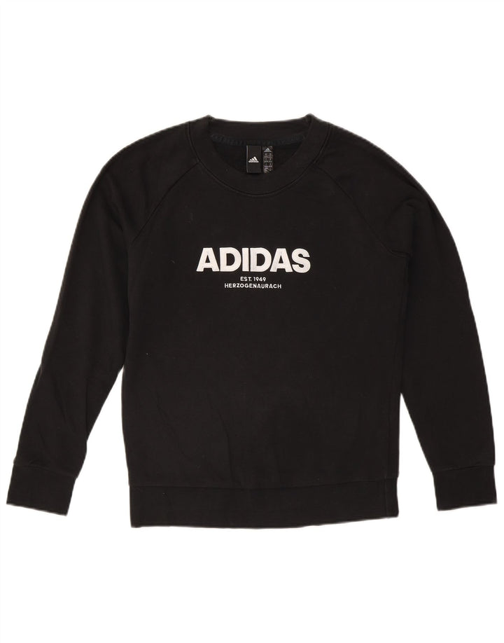 ADIDAS Womens Graphic Sweatshirt Jumper UK 8/10 Small Black