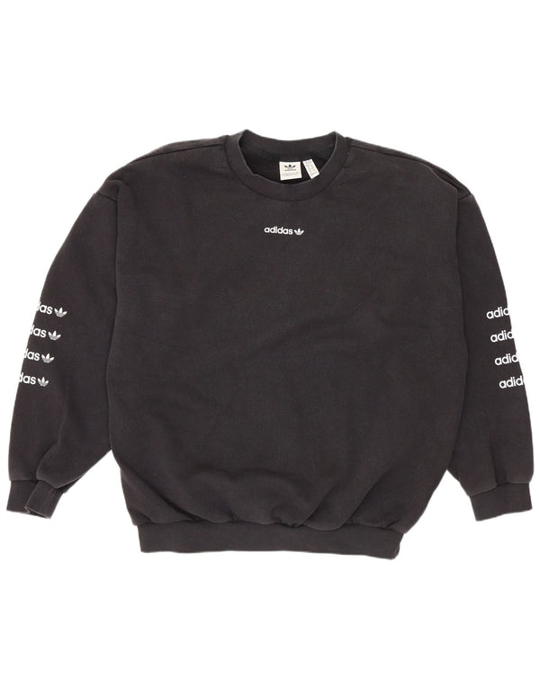 Damska bluza Adidas Graphic Oversized Sweter UK 16, duża, czarna bawełna