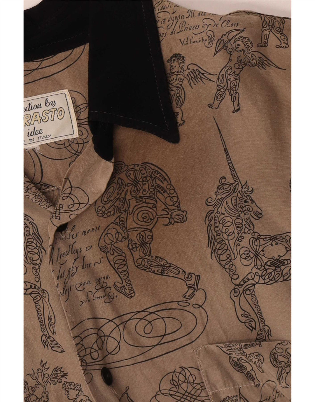vintage Mens Abstract Pattern Chemise à manches courtes Grand coton gris