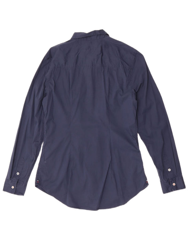 Camicia da donna Tommy Hilfiger UK 14 grande cotone blu navy