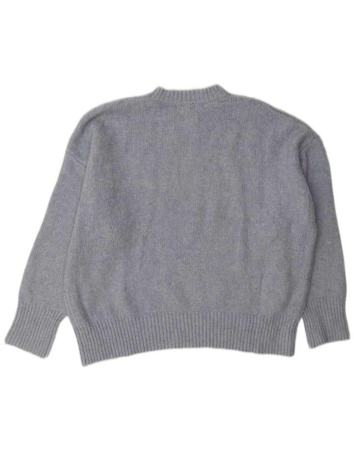 Zara Womens Oversized Crew Neck Jumper Sweater UK 10 Small Grey Polyester