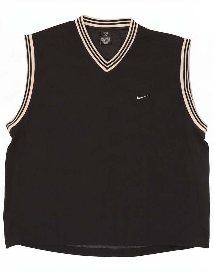 Nike Herren Weste Top UK 42/44 Großes schwarzes Nylon