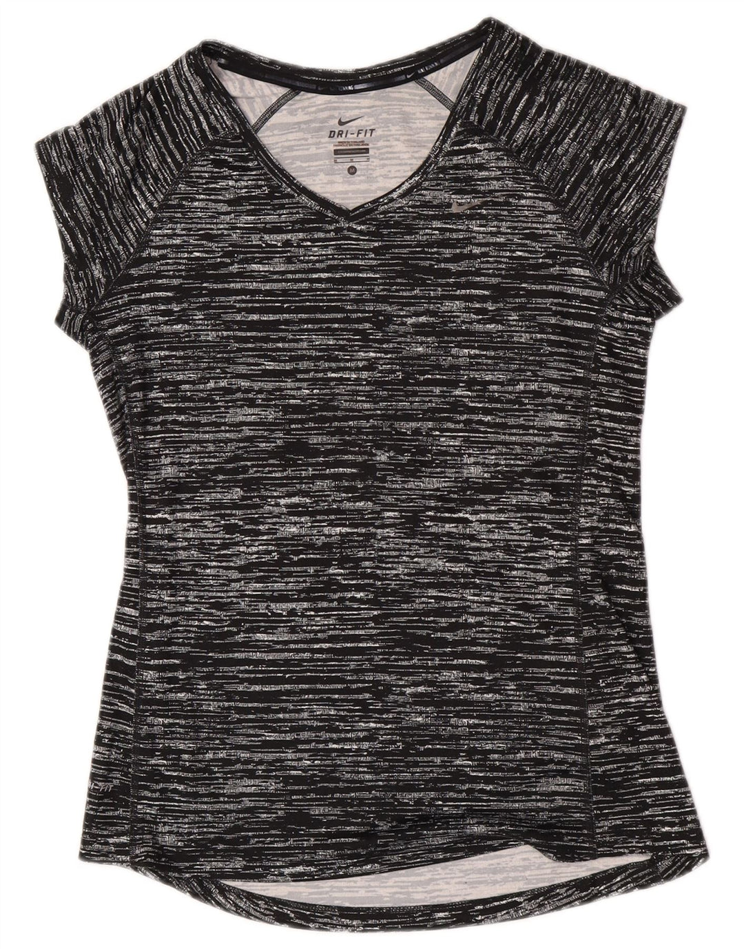 Nike Womens Dri Fit T-Shirt Top UK 12 Medium Black Flecked Polyester