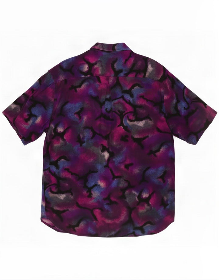 Chemise vintage à manches courtes pour homme à motif abstrait, grand violet