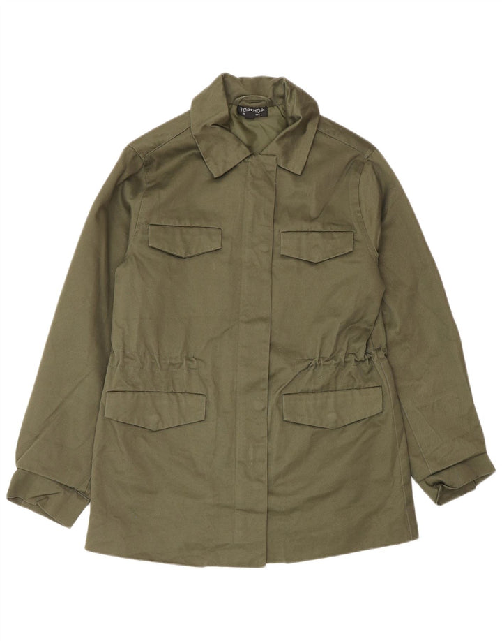 Topshop Womens Utility Jacket UK 8 Small Khaki Cotton
