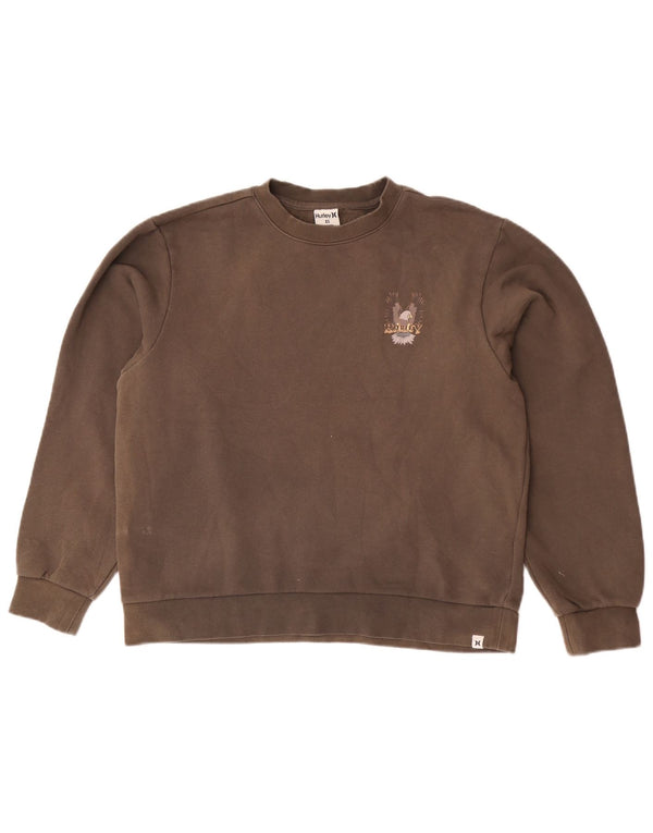 Hurley Mens Graphic Sweatshirt Jumper XS Marron Coton