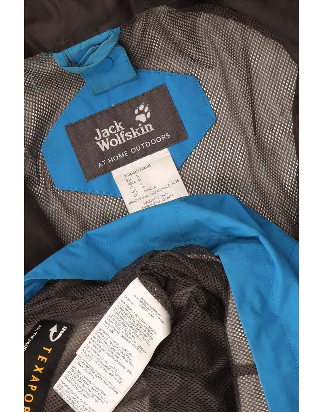 Jack Wolfskin Womens Hooded Rain Jacket UK 10 Small Blue Polyamide