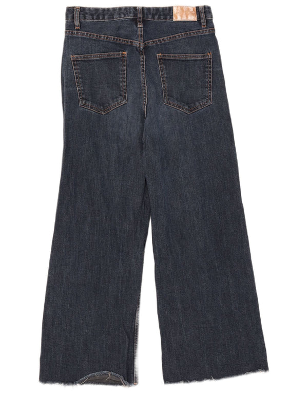 Zara Womens Crop Wide Leg Jeans EU 40 Medium W30 L25 Blå Bomuld
