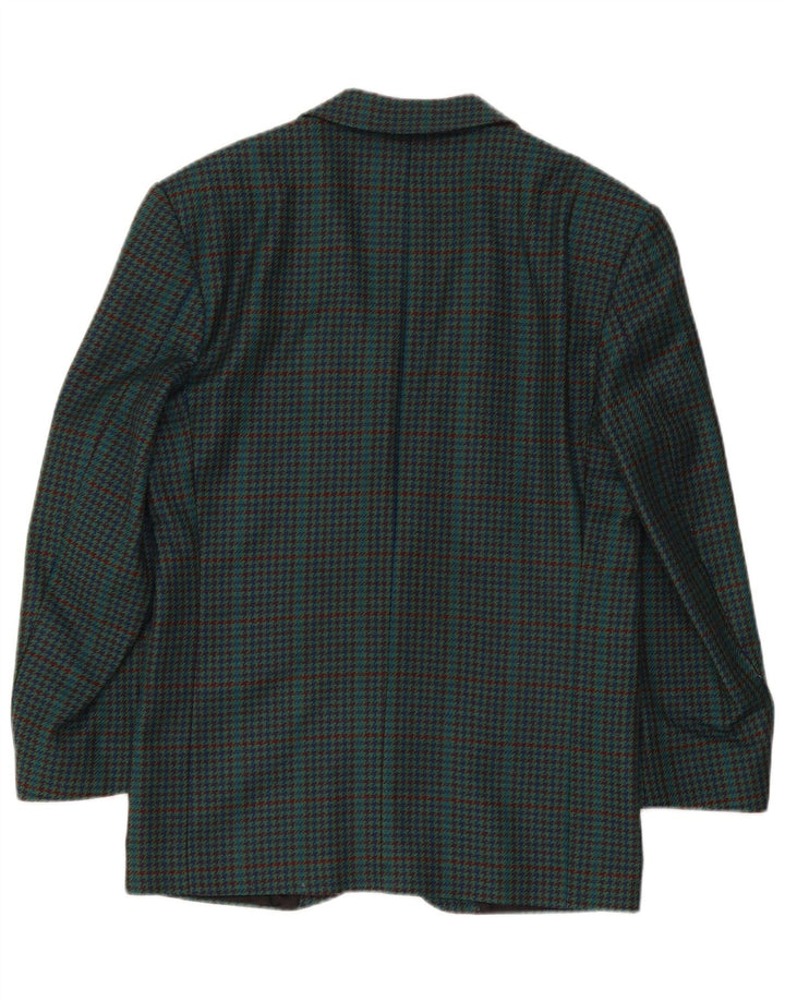 vintage Mens 2 Bouton Blazer Veste IT 46 Petite Vert Poule Nouvelle Laine