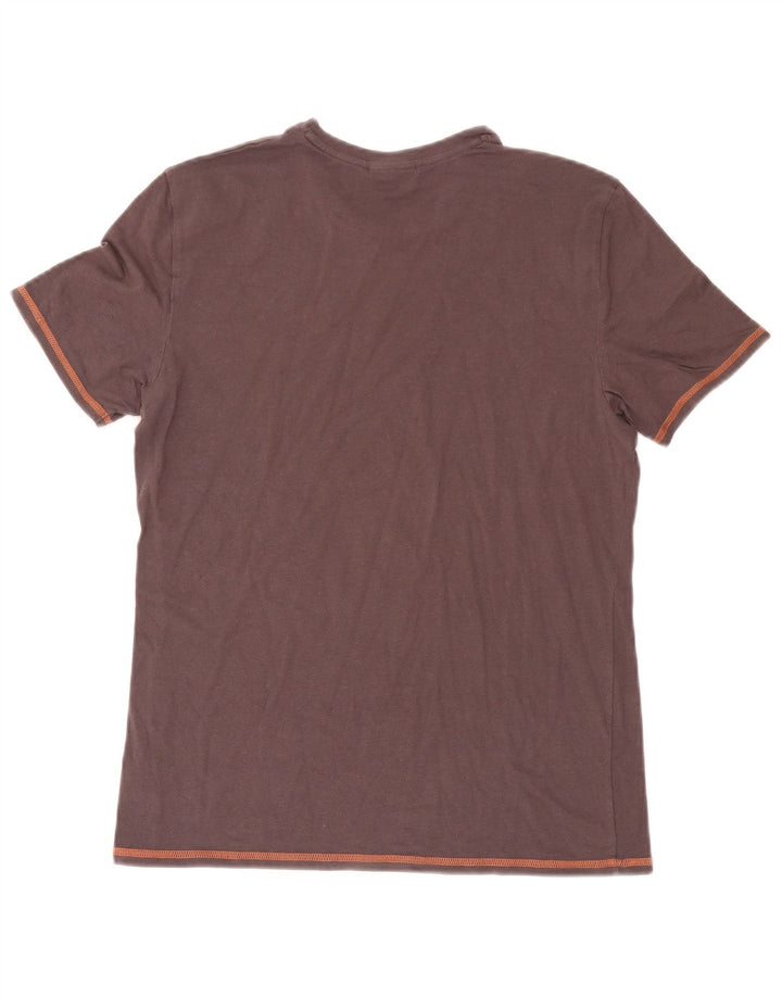 Fila Womens T-Shirt Top UK 14 Medium Brown Cotton