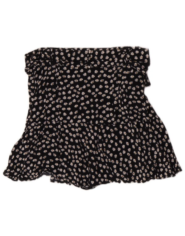 Zara Womens Skort Large W30 Black Floral Viscose