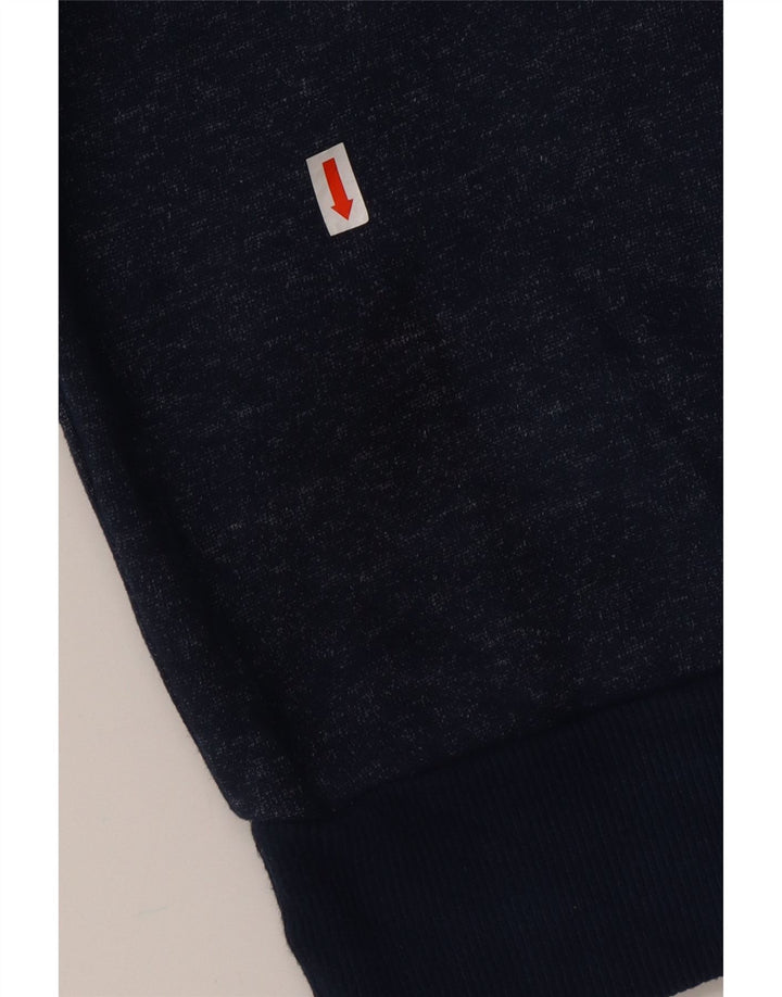 PUMA Womens Oversized Hoodie Jumper UK 12 Medium Navy Blue Flecked