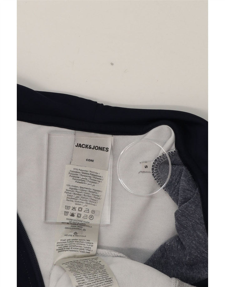 JACK & JONES Mens Core Zip Hoodie Sweater Small Grey Colourblock Polyester Vintage Jack & Jones and Second-Hand Jack & Jones from Messina Hembry 