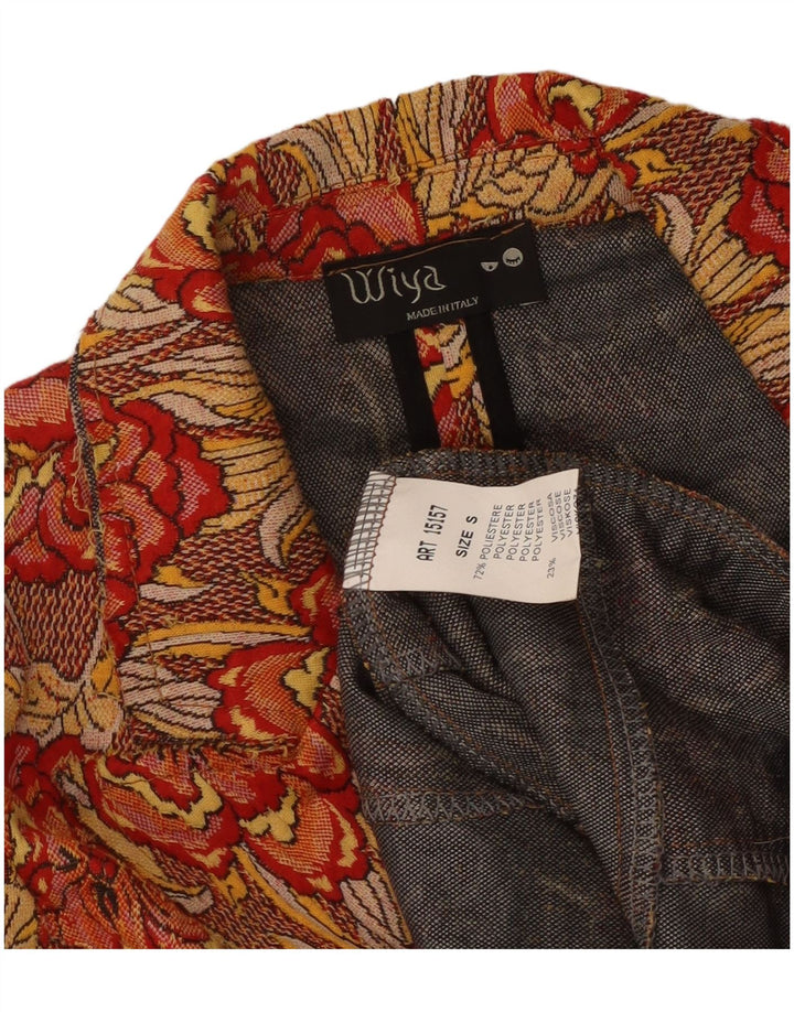 Vintage Damen 1-Knopf-Blazerjacke UK 10 Kleines mehrfarbiges Blumenmuster
