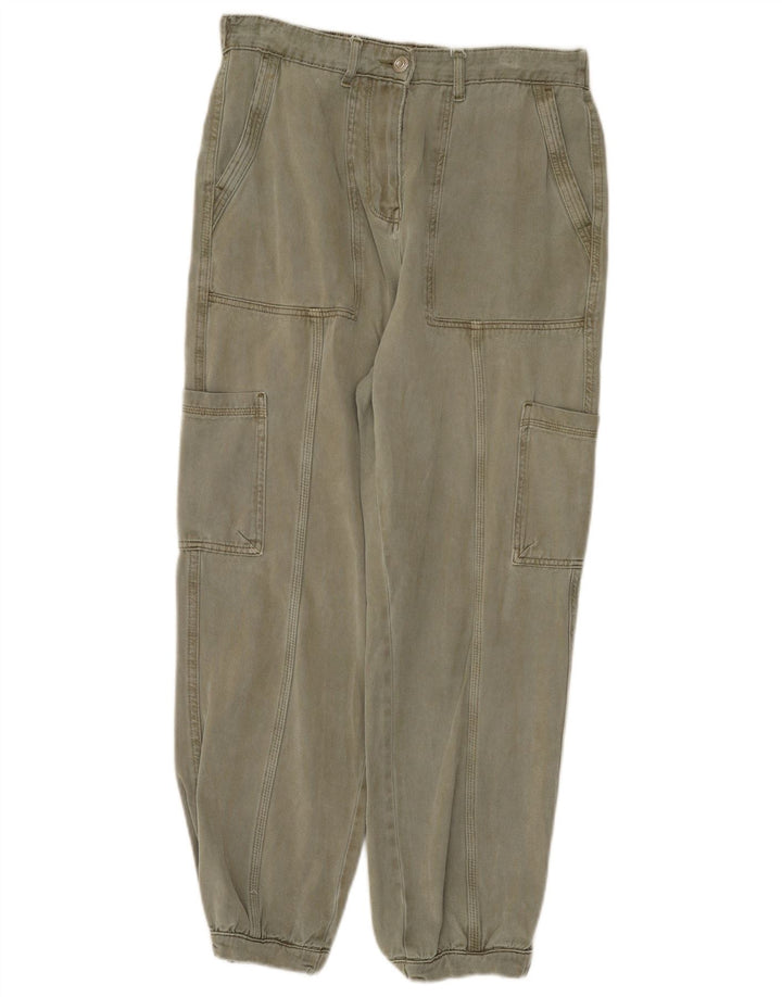 Marks & Spencer Womens Crop Cargo Trousers UK 12 Medium W30 L26 Khaki