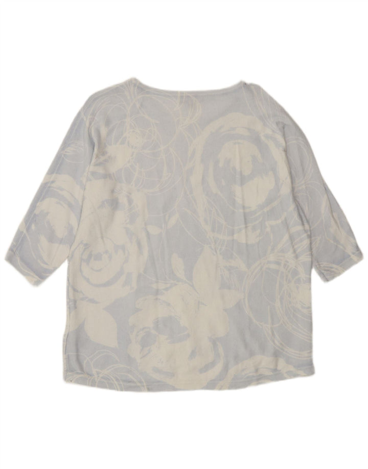 Phase Eight Womens Top 3/4 Sleeve UK 12 Medium Blue Floral Cotton