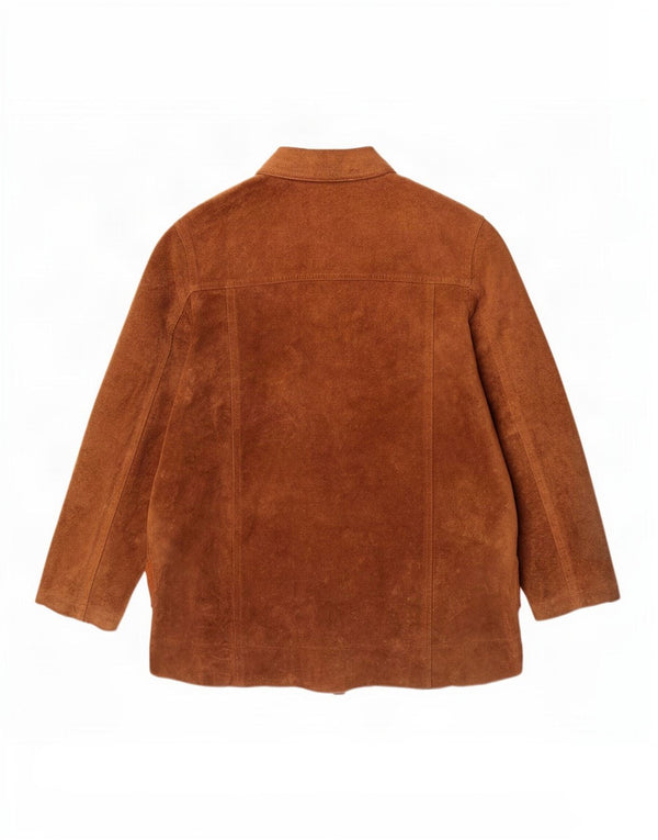 Privilegi Womens Suede Jacket IT 46 Large Brown Leather