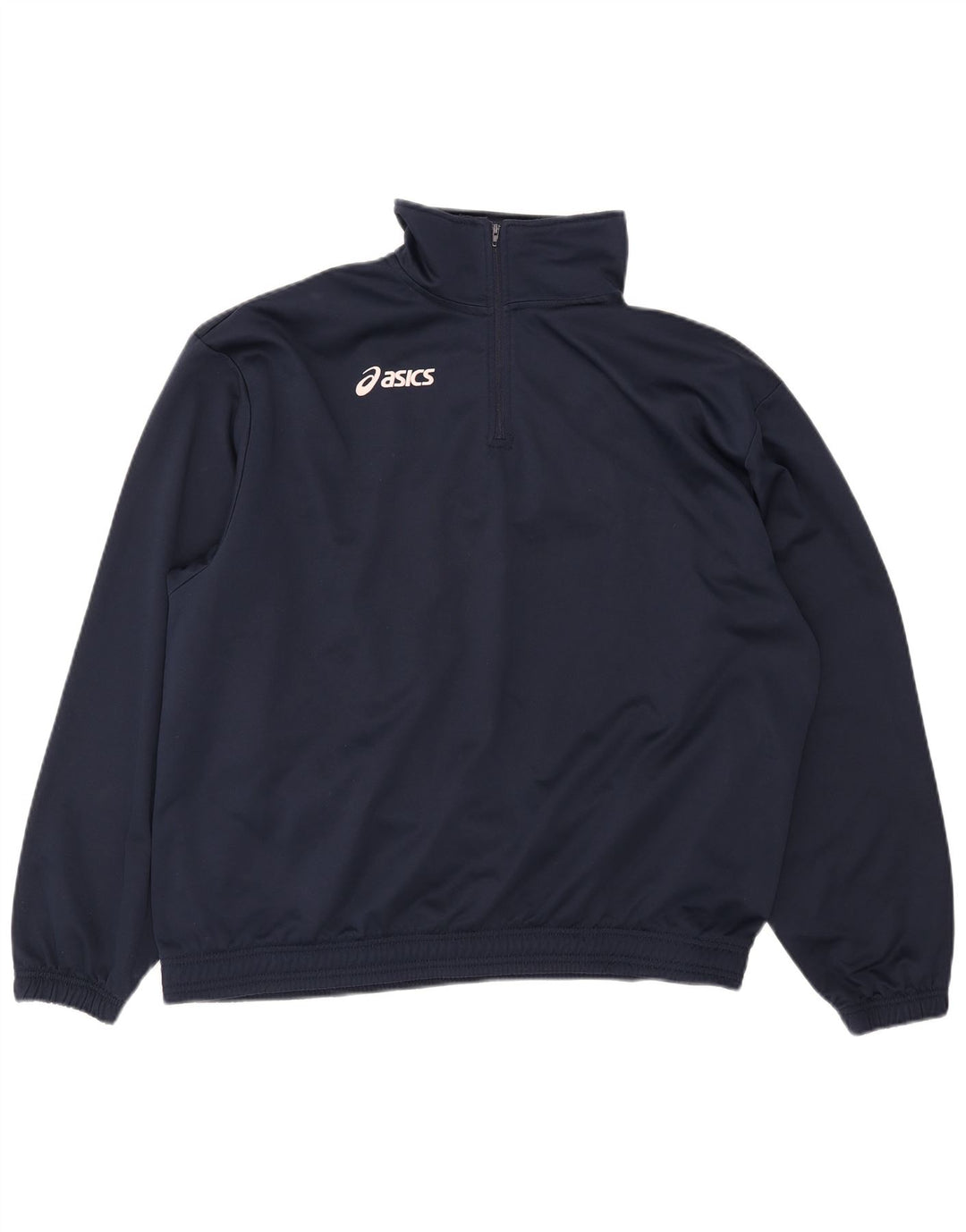Asics Mens Pullover Tracksuit Top Jacket XL Navy Blue Polyester