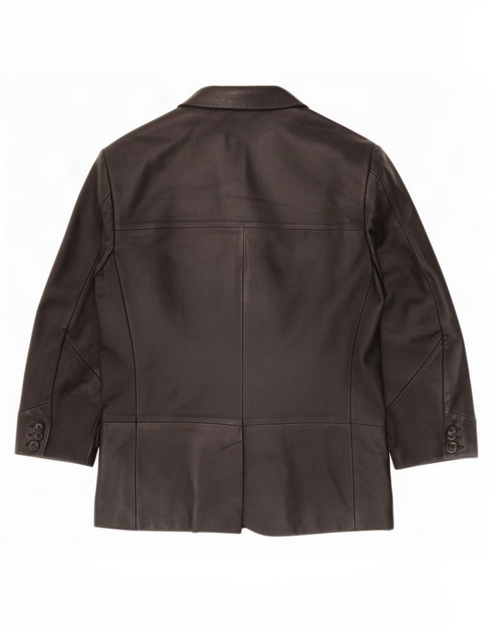 vintage Homme 3 Boutons Veste Blazer En Cuir IT 52 XL Noir