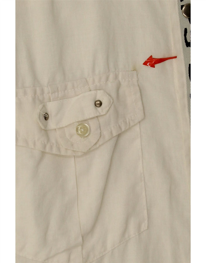 VINTAGE Mens Graphic Short Sleeve Shirt Large White Linen Vintage Vintage and Second-Hand Vintage from Messina Hembry 