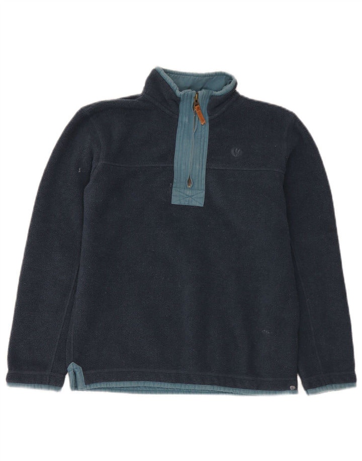 Fat Face Boys Zip Neck Fleece Jumper 10-11 Years Navy Blue Polyester