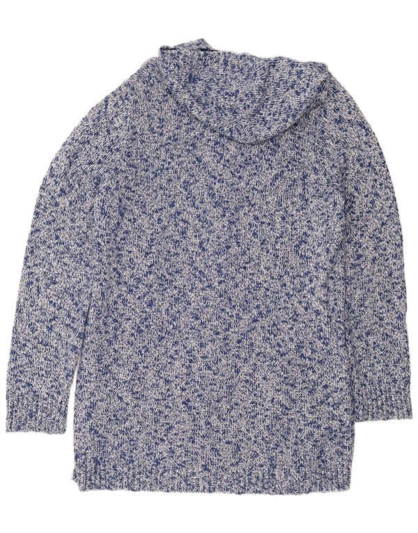 Maglione cardigan con cappuccio lungo da donna L.L.Bean UK 16 grande blu screziato