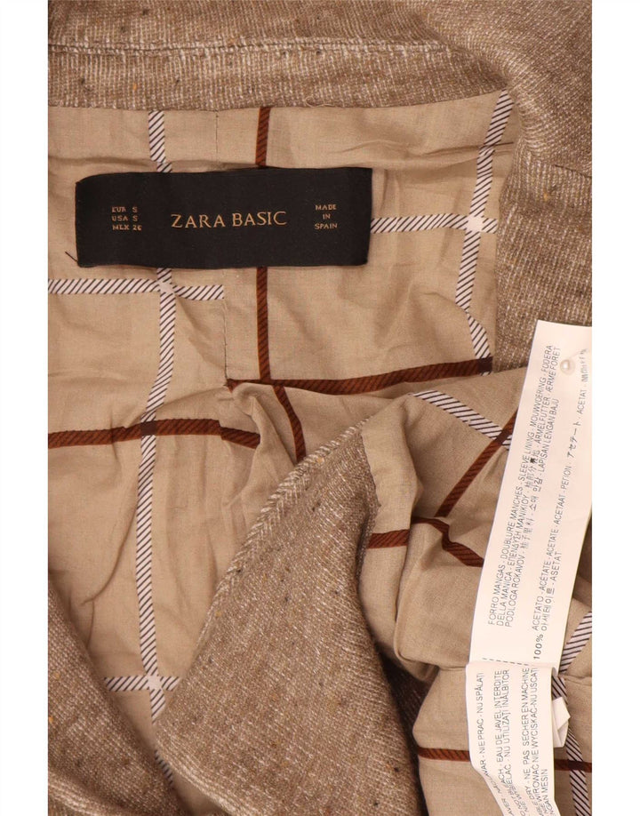 Zara γυναικείο σακάκι 1 κουμπιού blazer UK 10 Small Brown Flecked Acetate