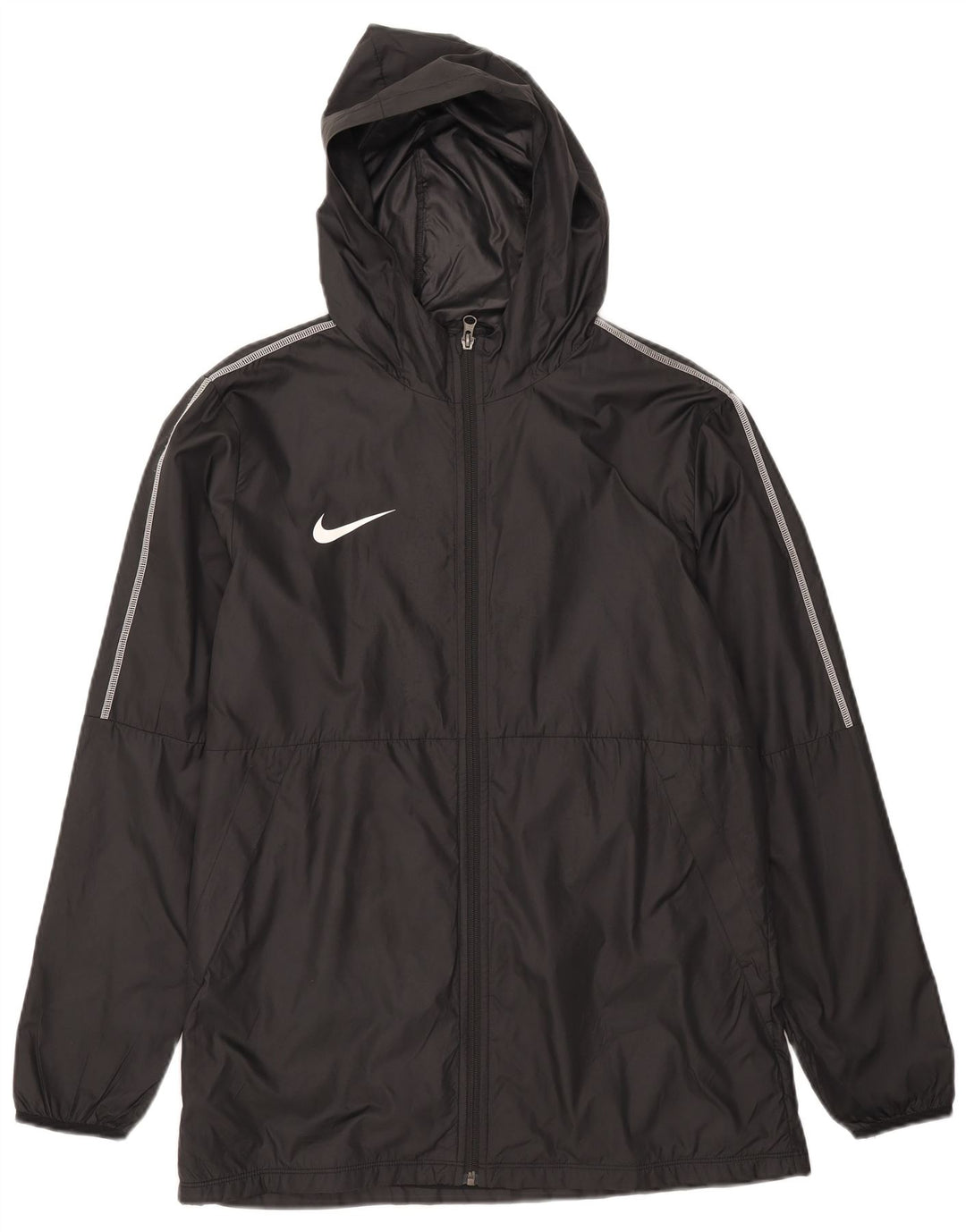 Męska kurtka przeciwdeszczowa z kapturem Nike UK 40, duża, czarna, poliestrowa
