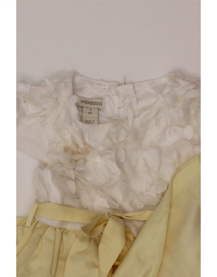 Monsoon Girls A-Line Dress 2-3 Years Yellow Colourblock Polyester