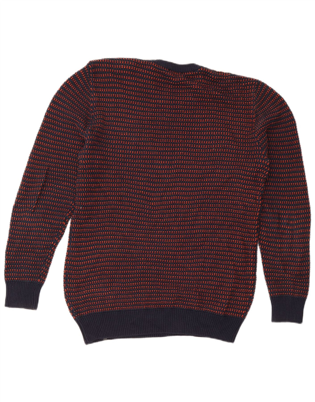 Diesel Mens Crew Neck Jumper Sweater Medium Navy Blue Striped Cotton