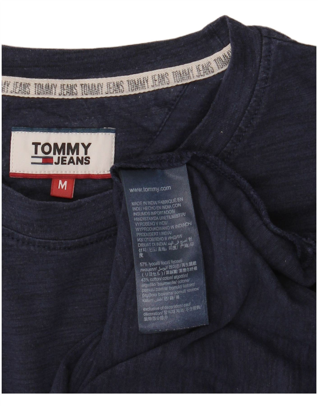 TOMMY HILFIGER Mens T-Shirt Top Medium Navy Blue Lyocell