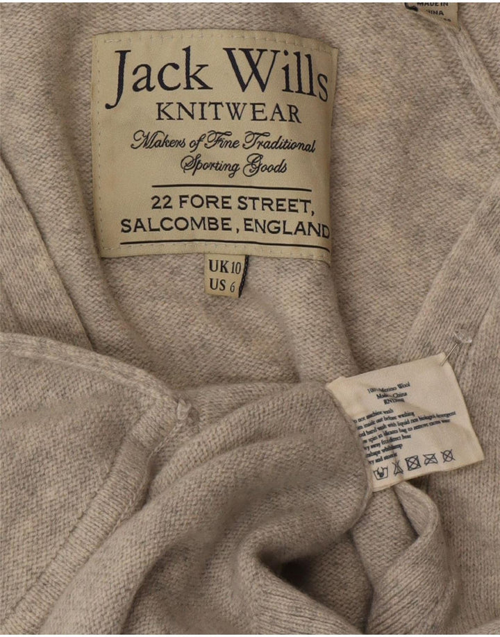 Maglione cardigan da donna Jack Wills UK 10 piccolo in lana grigia