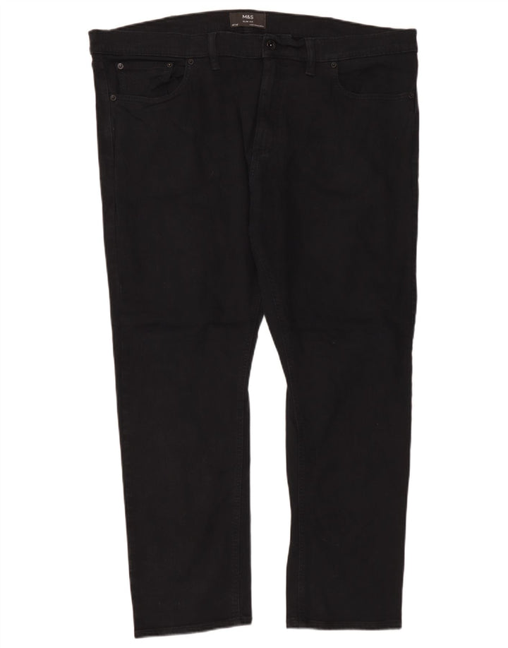 Marks & Spencer Mens Slim Jeans W42 L29 Black Cotton