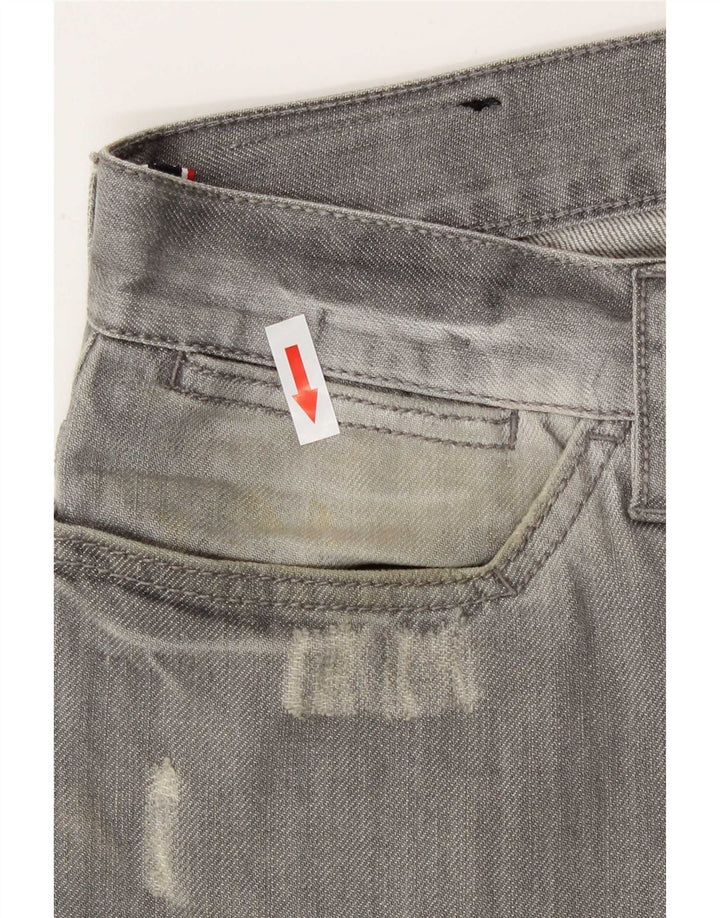 Armani Mens Distressed Straight Jeans W32 L29 Grey Cotton