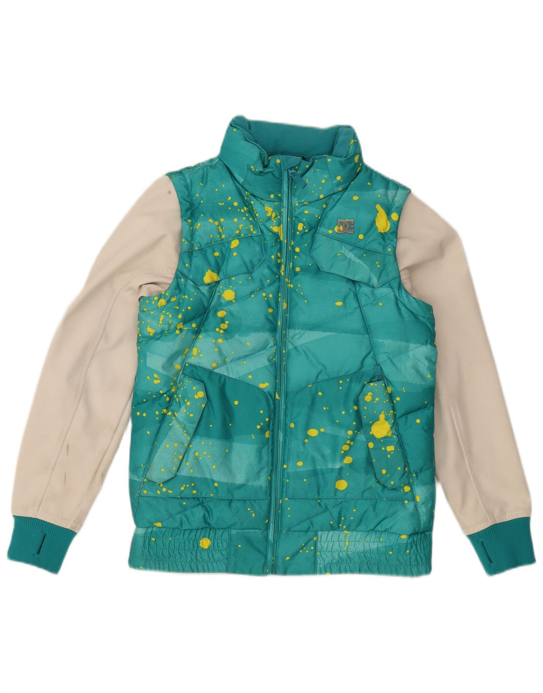 Giacca imbottita da uomo DC Small in poliestere color block turchese