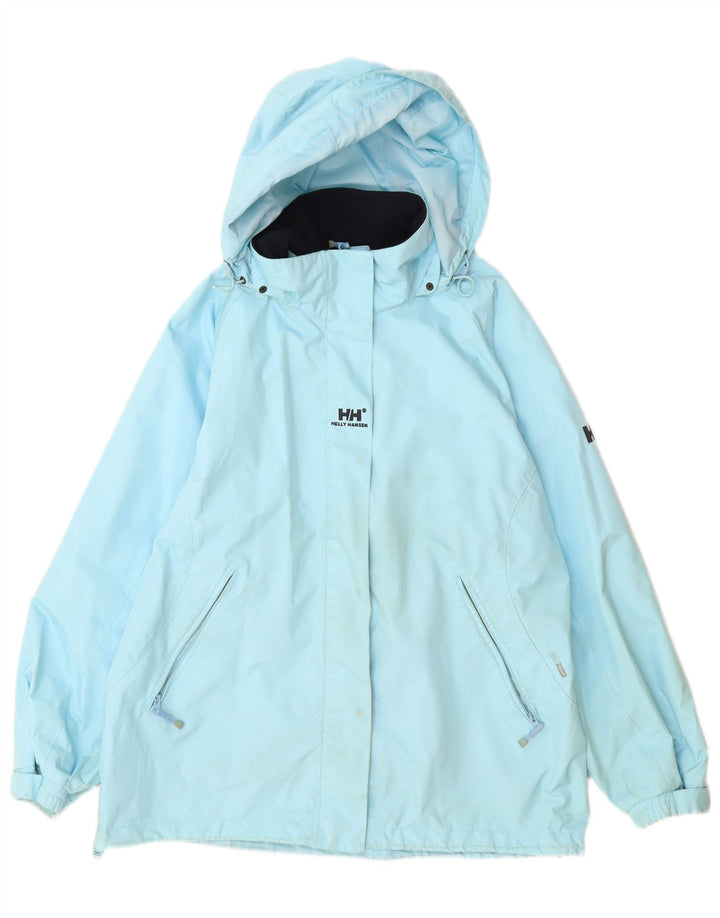 Helly Hansen Womens Hooded Rain Jacket UK 18 XL Blue Polyester