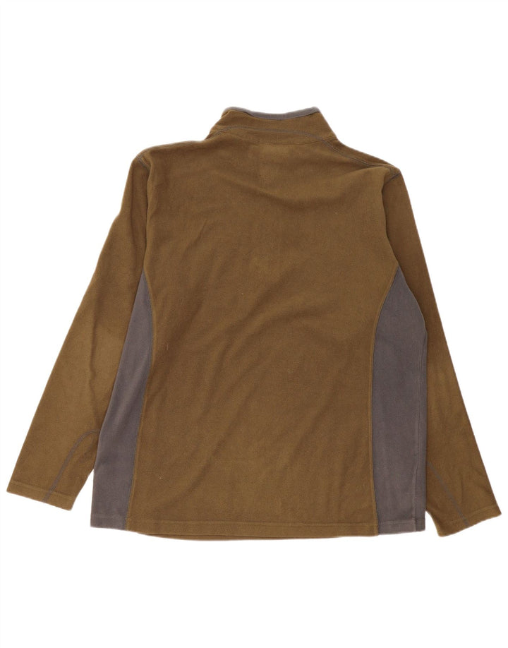 Columbia Mens Zip Neck Fleece Jumper Large Khaki Colourblock Polyester