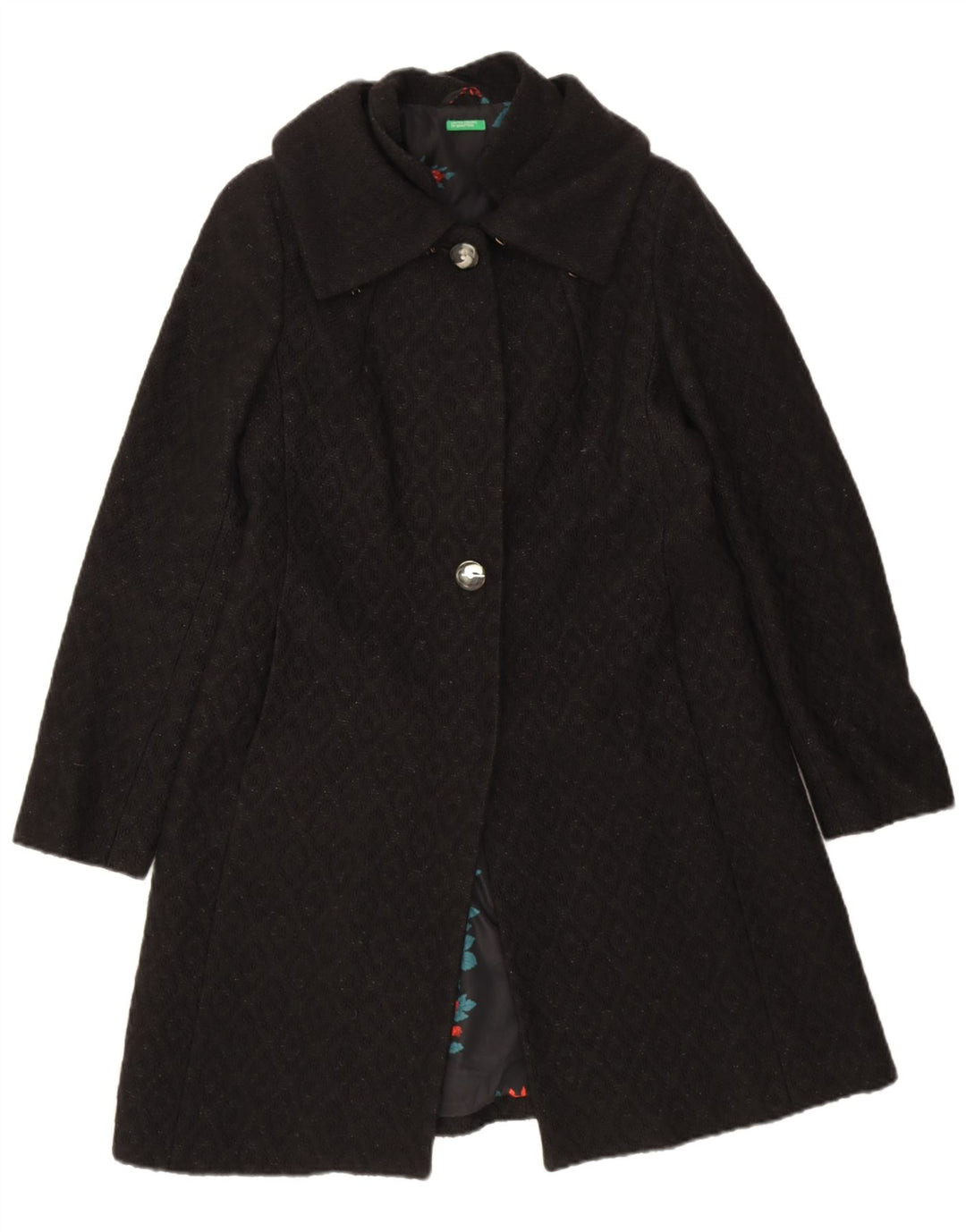 Benetton Damenmantel IT 44 Medium Black Argyle/Diamond