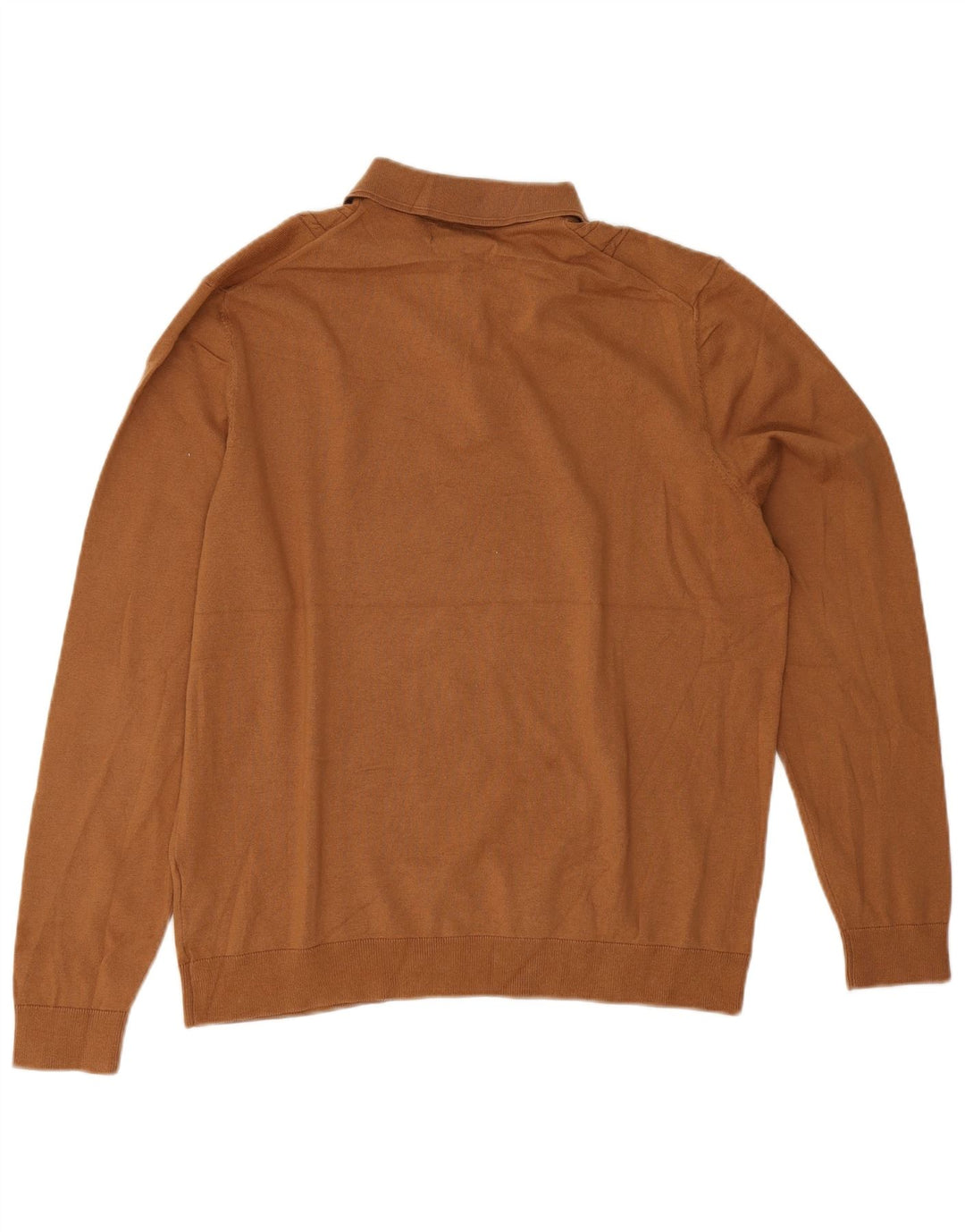 Marks & Spencer Mens Polo Neck Jumper Sweater Large Brown Cotton