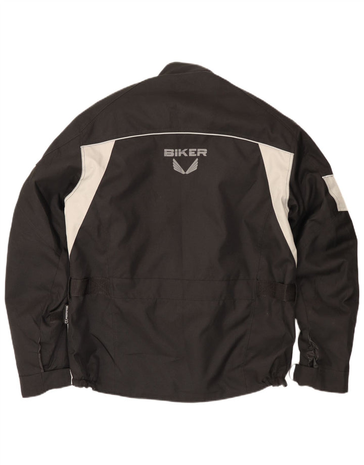 Biker  Mens Biker Racer Jacket Size 50  Medium Black Colourblock Polyester