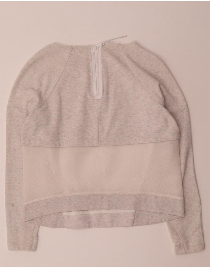 NIKE Womens Sweatshirt Jumper UK 16 Large Grey Flecked Cotton