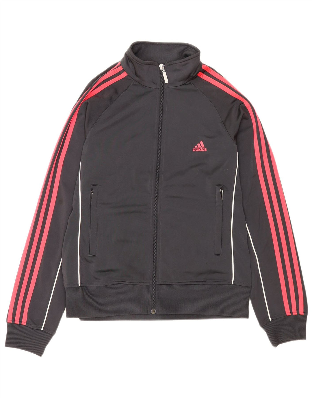 Adidas Womens Tracksuit Top Jacket UK 16 Grande Cinza Poliéster