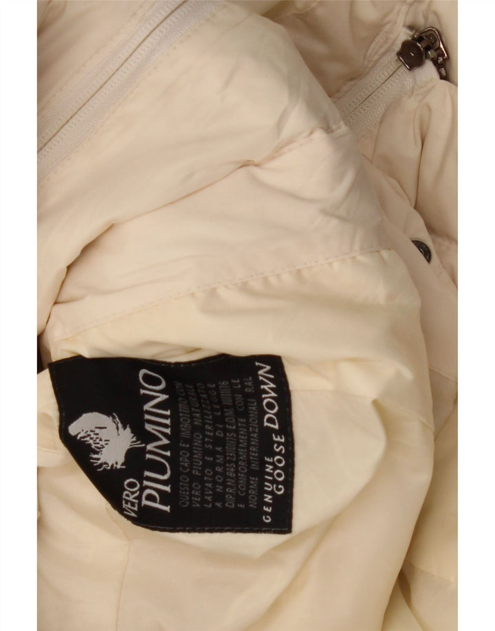 Vintage Womens Hooded Padded Coat IT 44 Medium Off White Polyester