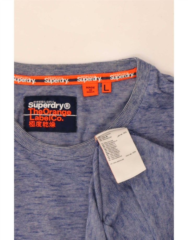 Superdry Mens T-Shirt Top Large Blue Flecked Cotton