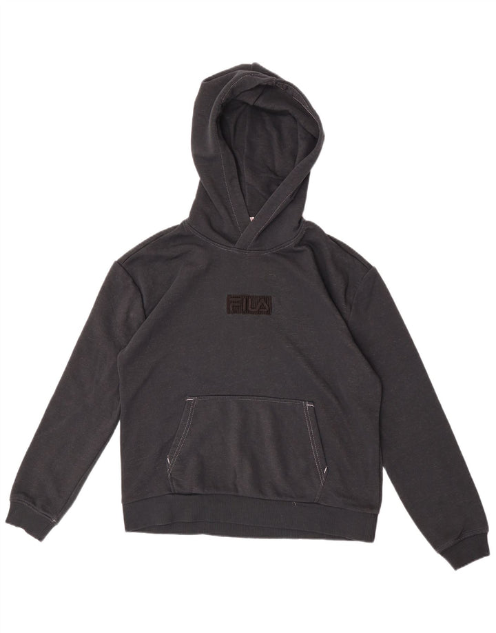 Fila Womens Graphic Hoodie Jumper UK 14 Medium Black